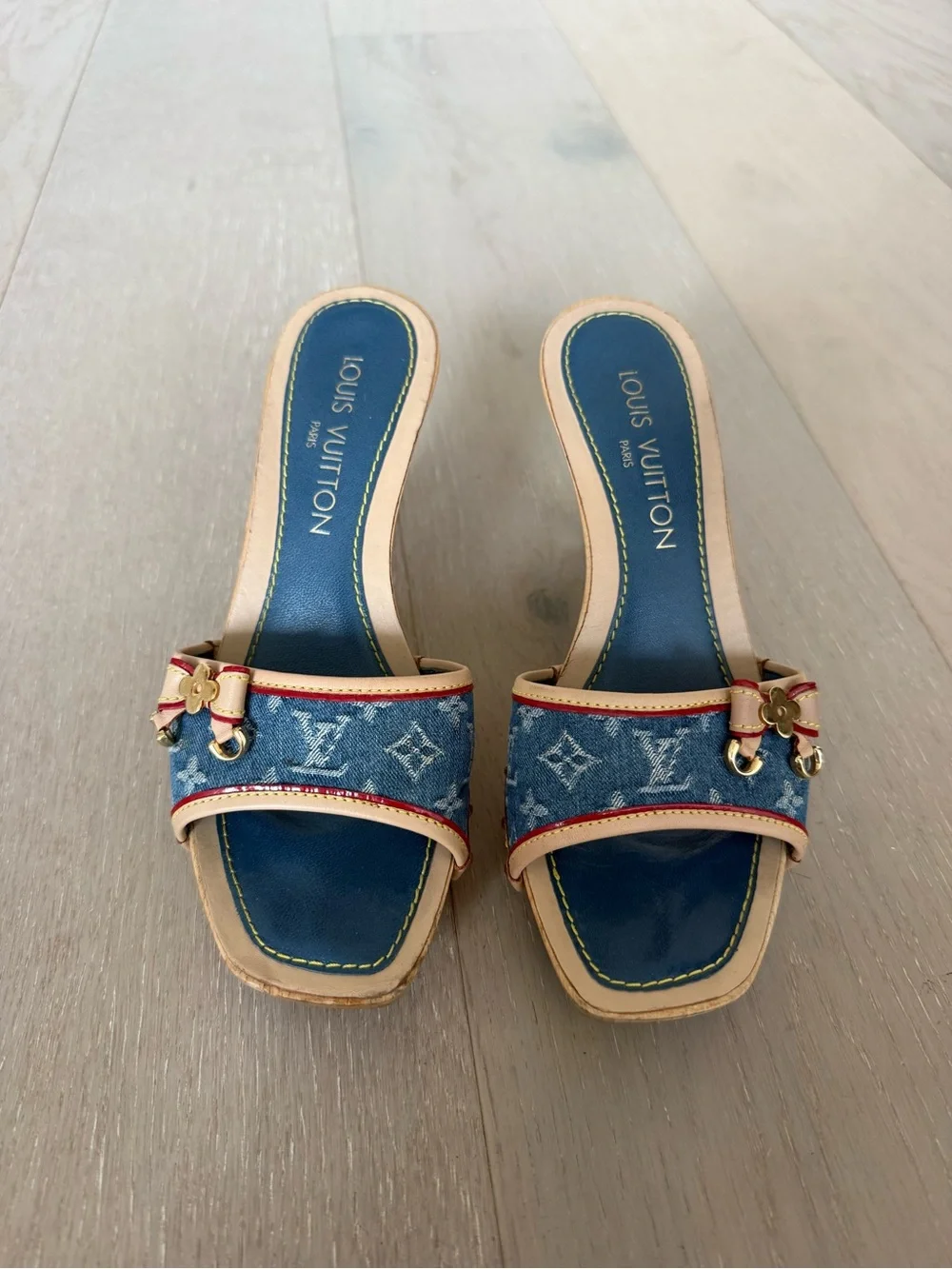 2005 Vintage Louis Vuitton Denim Monogram Heels